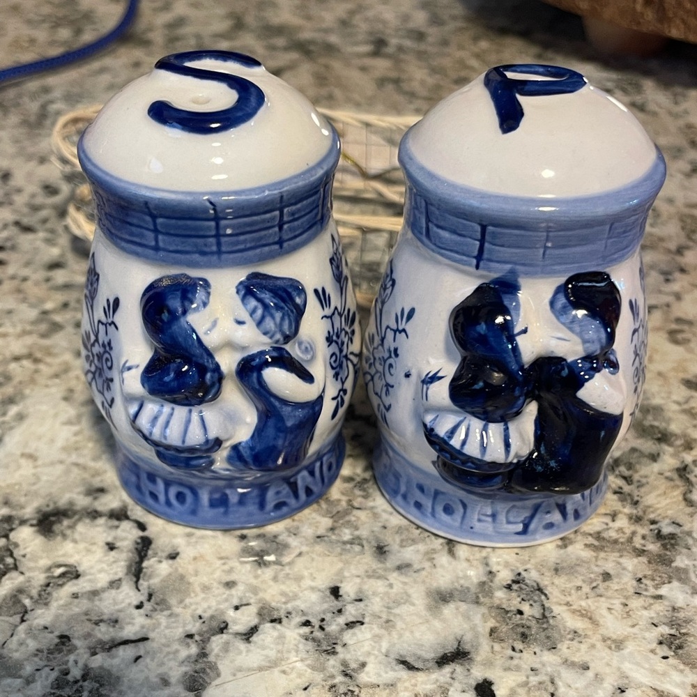 Blue and White Ceramic salt and pepper